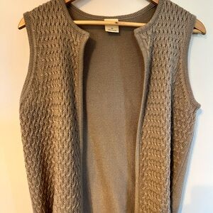 Beige Sleeveless Knit Sweater Vest